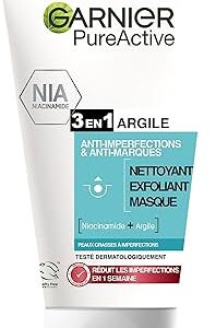 Garnier Pure Active 3 en 1 – Nettoyant / Gommage / Masque