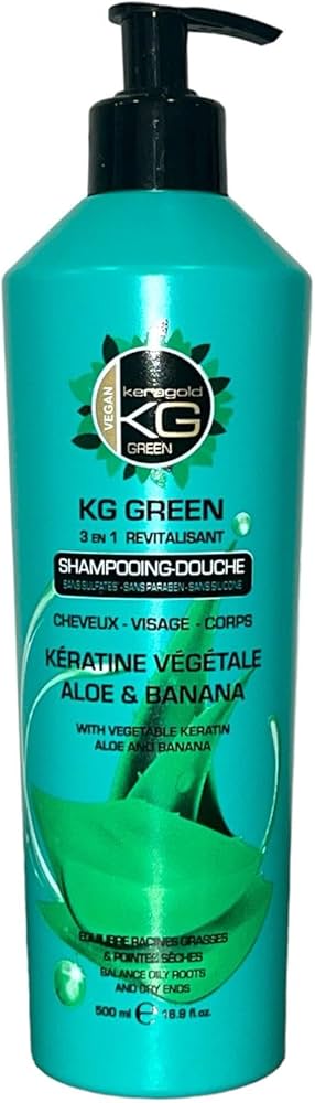 KG Green – Shampooing-Douche 3 en 1 Kératine Végétale Aloe & Banane