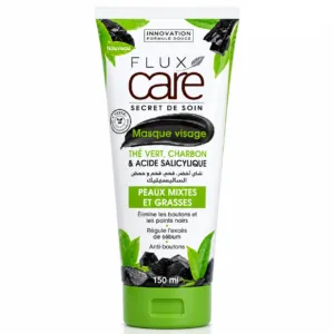 Flux Care – Masque Visage Thé Vert, Charbon & Acide Salicylique (150 ml)